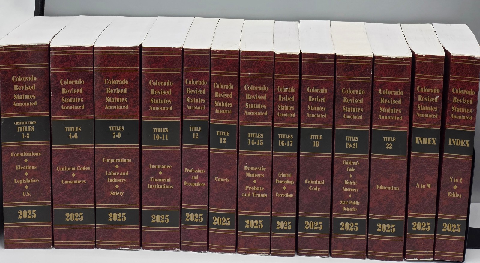 Colorado revised statutes annotated 2025 book 1-23. A-z complete