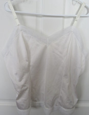 Vtg Camisole Womens Size XL White Nylon Lace Trim Adjustable Straps Undergarment