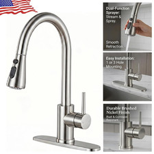 Kitchen Faucet Pull Down Sprayer Mixer Single Handle High arc Brushed Nickel