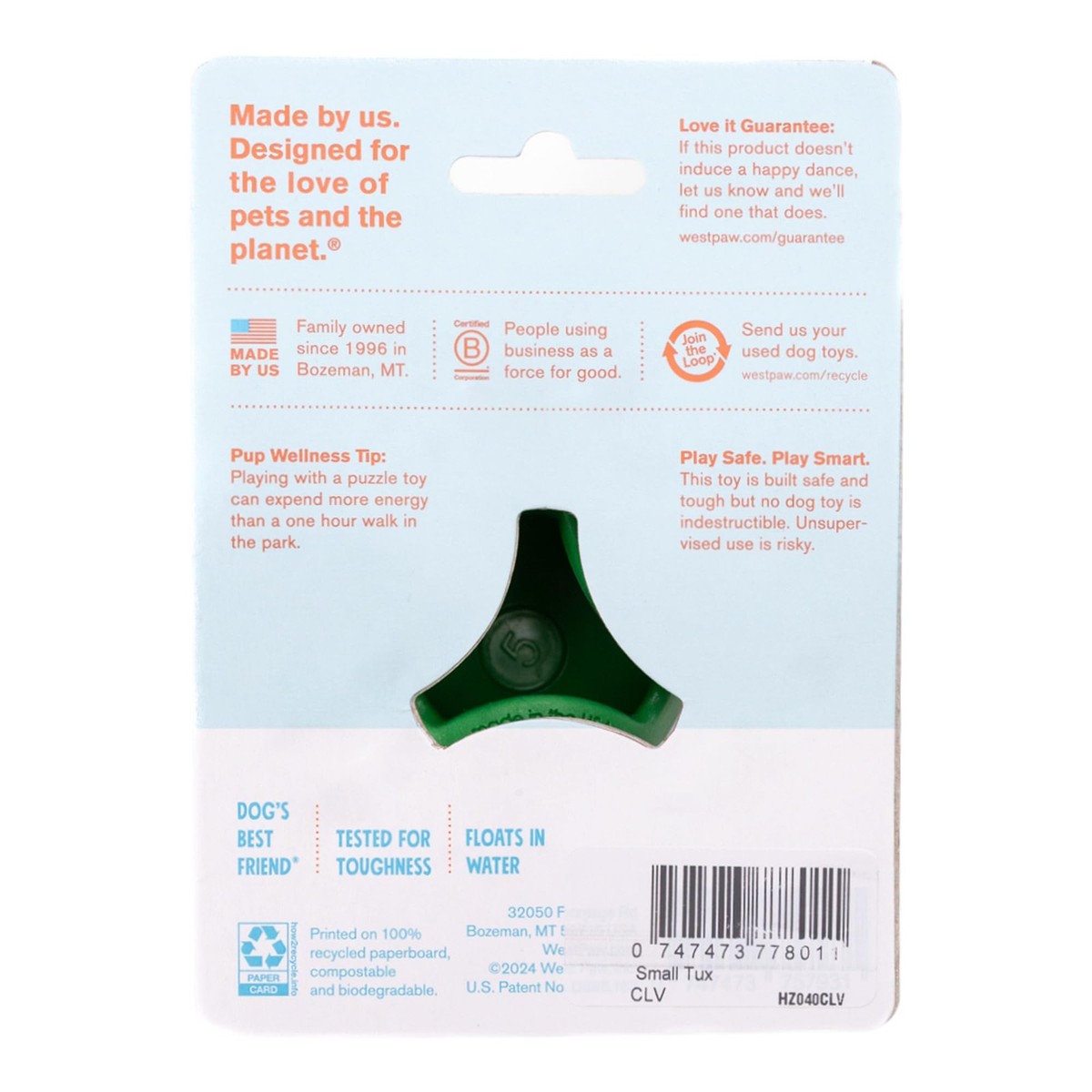 WEST PAW Tux Durable Interactive Chew & Treat Dispenser for