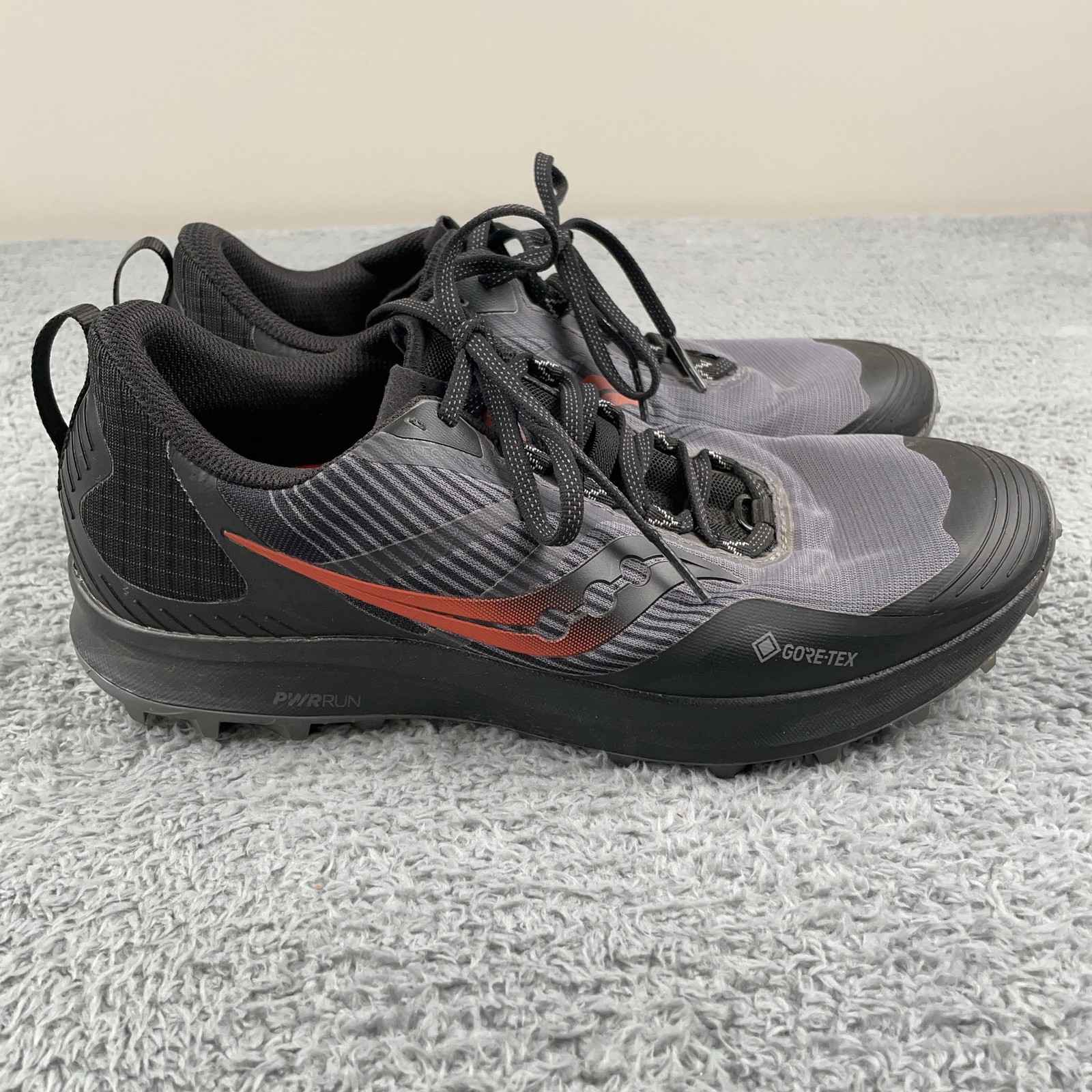 Zapatos Saucony Peregrine 12 Gore-Tex para Hombres Talla 9 Negro Gris Trail Running Vibram