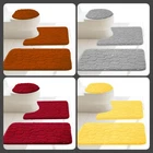 ROCK DESIGN BATHROOM 3PC SET BATH MAT RUGS LID COVER SOFT MEMORY FOAM NEW