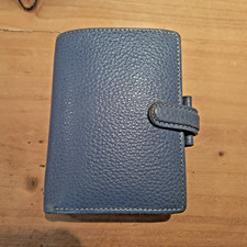 Filofax Mini Finsbury Blue Organiser Grained Leather Cardholder Penholder Uni