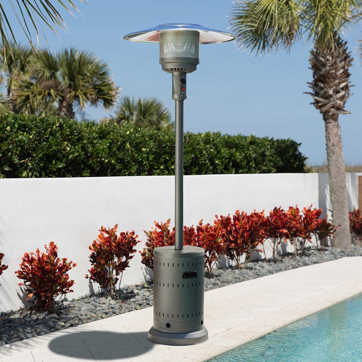 Fire Sense Gray Commercial Patio Propane Heater, 46,000 BTU, 32