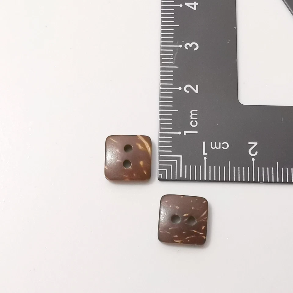 Small square Natural coconut shell buttons 10mm 2 hole 1.6 mm MINI button charm - Image 4 of 4