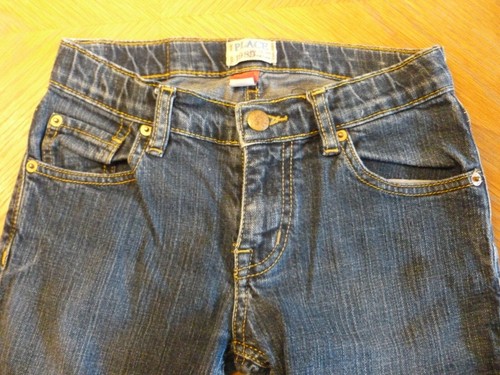 Girls Size 10 Bootcut Stretch Jeans by PLACE 1989 Heart Decor on Backpockets - Picture 3 of 7