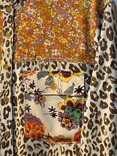 Anthropologie Pilcro Sz M Womens Shirt Button Up Multi Animal & Floral Pockets - Picture 5 of 12