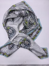 NWT Echo large square scarf paisley floral blue gray  K215