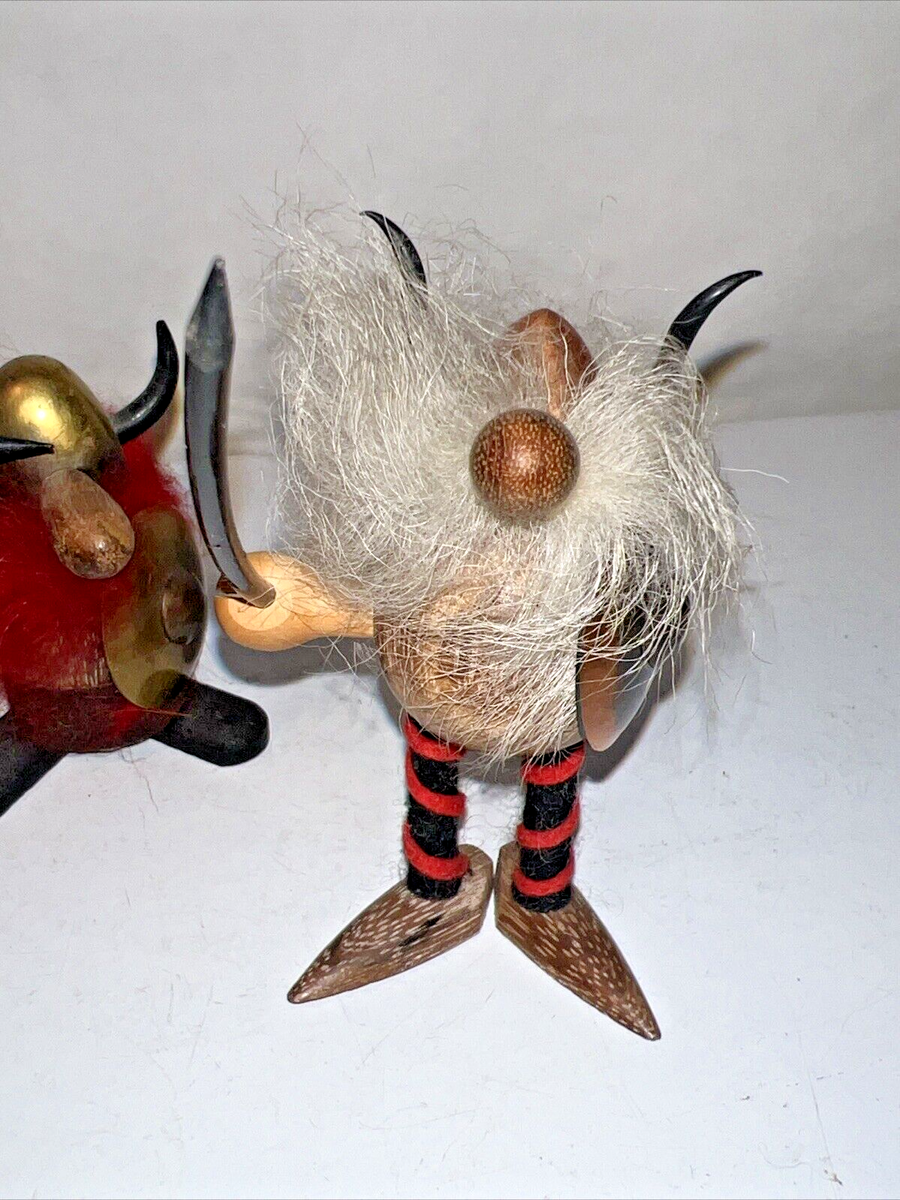 Viking Figurines x2 made in Spain vintage mid century Danish