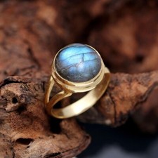 Labradorite Ring-Gold Plated Ring-Handmade Ring-925 Sterling Silver-Gift For Her