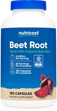 Nutricost Made with Organic Beet Root 2400mg, 60 Serv, 180 Capsules - Superfood
