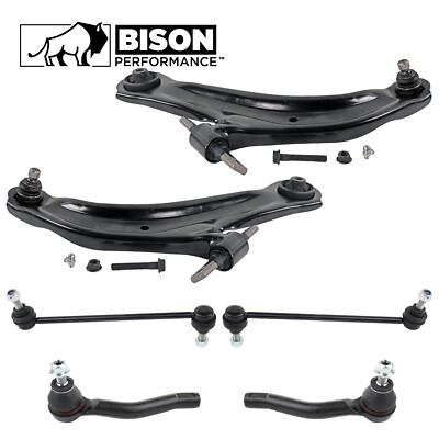 Bison Performance 6pc Front Control Arm Sway Bar Tie Rod Kit For Nissan Sentra