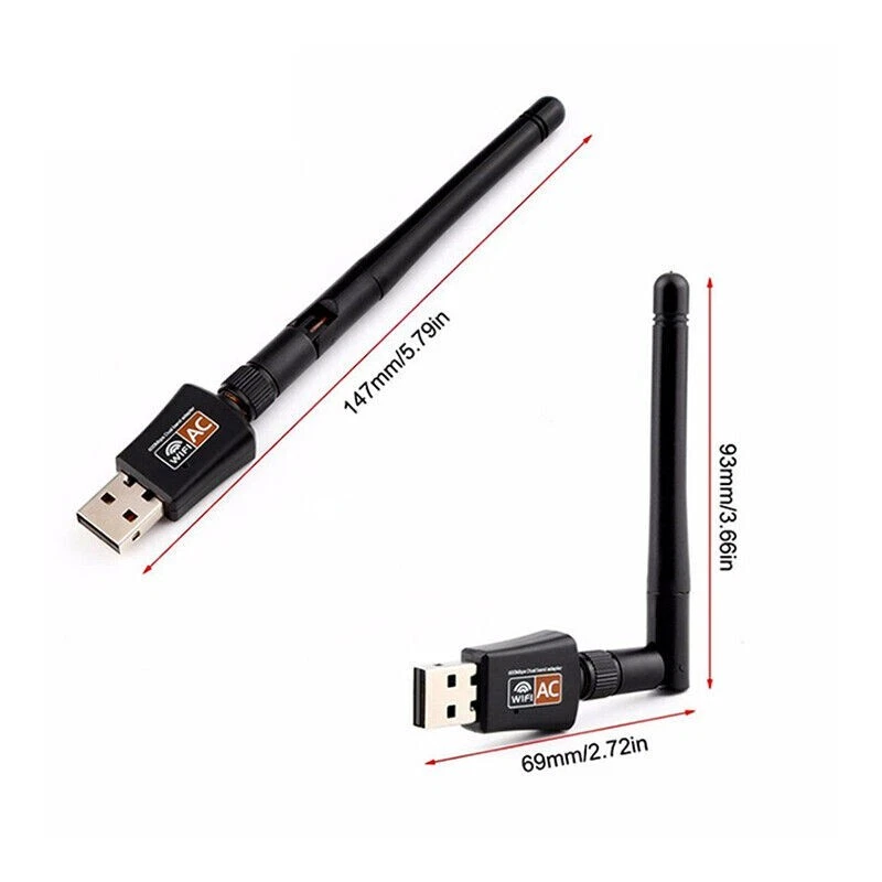 WLAN Stick AC 600 Mbps Dual Band 2.4GHz 5GHz WIFI Dongle USB mit Antenne - Bild 3 von 4