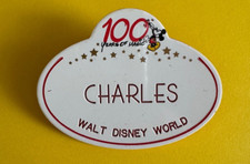 Vintage Walt Disney World Cast Member Name Tag "Charles” 100 YEARS of MAGIC