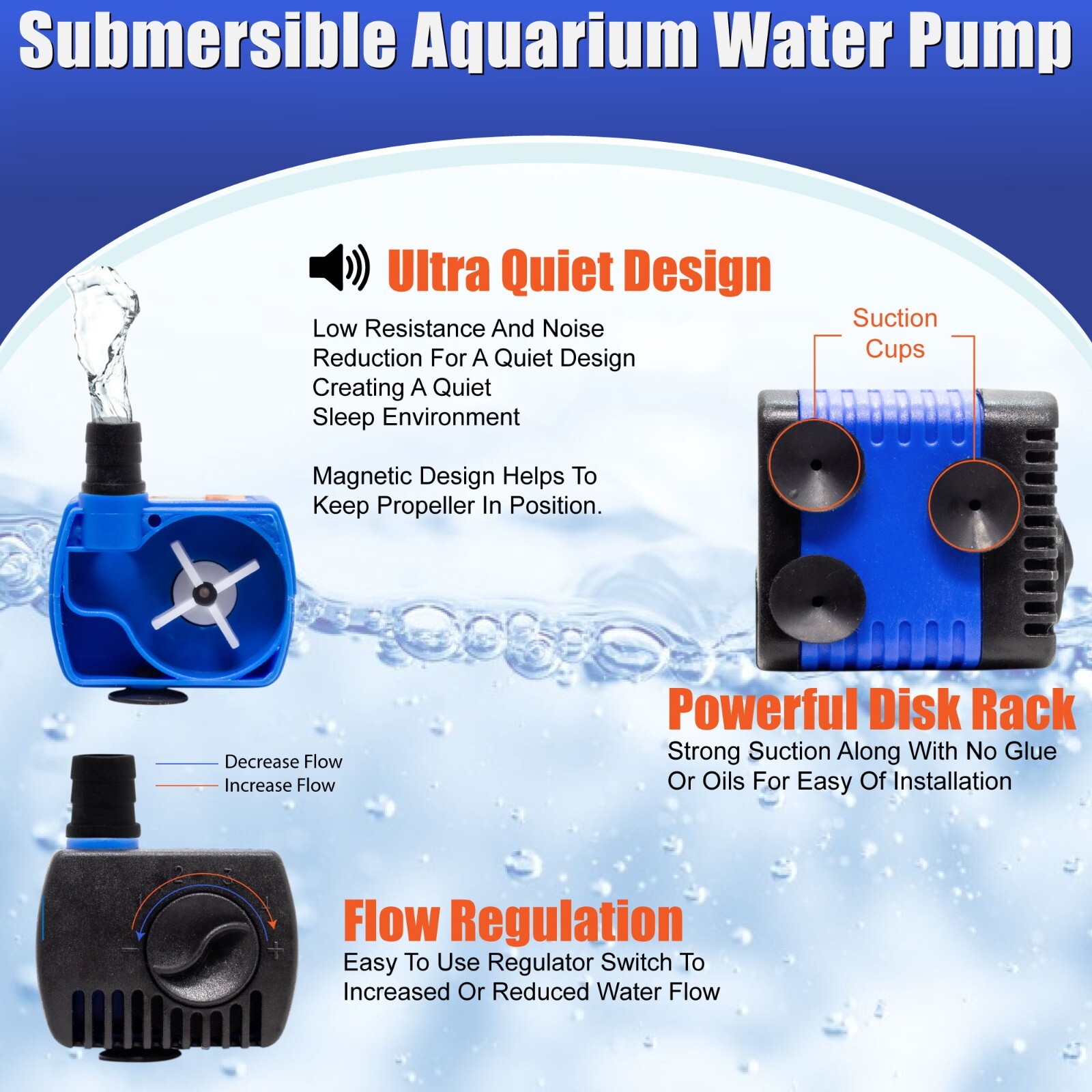 50 GPH Adjustable Submersible Powerhead Water Pump 1pc.