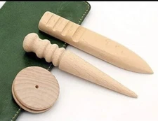 Wood Leather Slicker Edge Burnisher Polisher Grinding Craft Tool 3 Pc Set