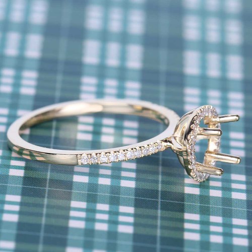 6mm Round Semi Mount Setting Diamonds Engagement Fine Ring Solid 10k Yellow Gold - Picture 6 of 6