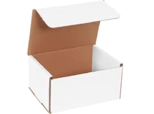 100 pcs - 8X6X4 White Folding Mailers Corrugated Boxes for Shipping
