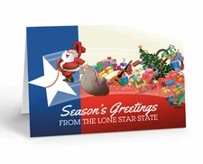 Texas Flag & Santa Christmas Card - Western Christmas Cards - 40023