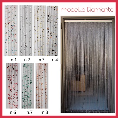 Tenda Moschiera a fili PVC, Mod. Diamante Asta Alluminio - misure e colori