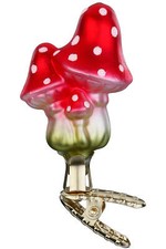 Inge-Glas Clip-on Mini Mushroom 10006S024 German Glass Christmas Orn w/Gift Box