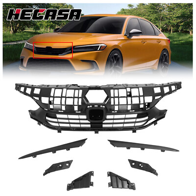 #ad #ad Front Bumper Upper Grill Grille Kit Black For Honda Civic Sedan 4D 2022 2023 $47.99