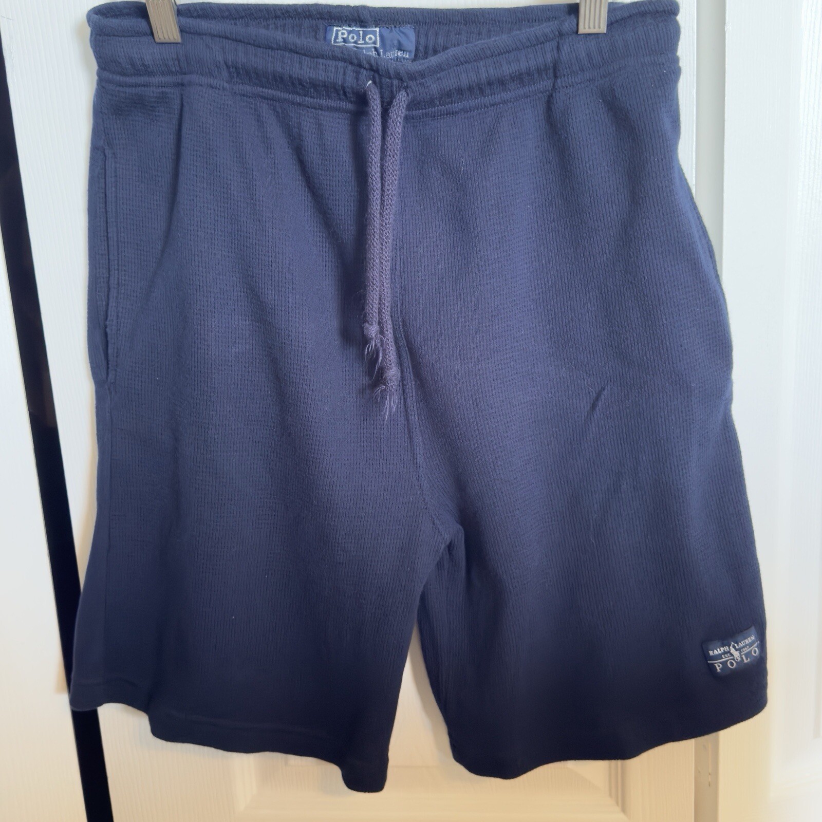 Vintage 90s Polo Ralph Lauren Gym Sweat Shorts Elastic Waist Knit Drawstring M