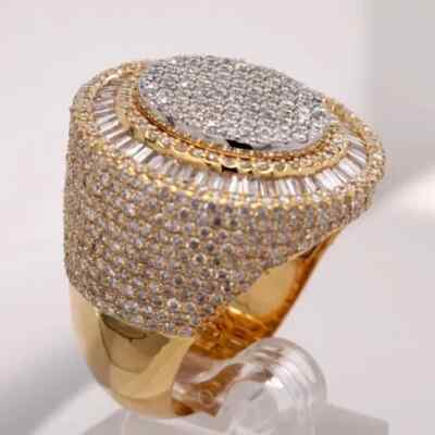 3 Ct Baguette Real Moissanite 14K Two-Tone Gold Plated Engagement Wedding Ring