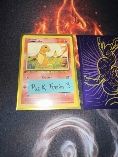 Pokemon Base Set 1st Edition German Charmander 46/102 Glumanda 123💎NM ++ Mint💎