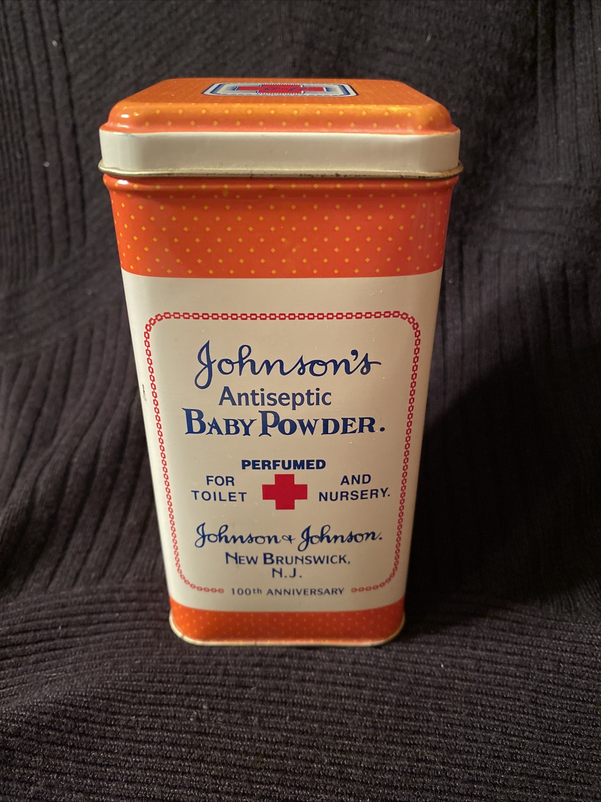 Johnsons Antiseptic Perfumed Baby Powder 100th Anniversary Tin Johnson