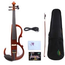 Hand Made 4 /4 Full Size Electric Violin Transparent red solid wood Small jack