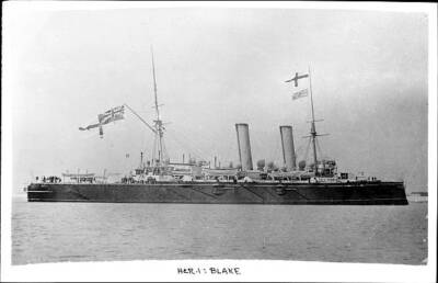 British Royal Navy Battleship Cruiser HMS Blake SHIPPING NAVAL OLD PHOTO