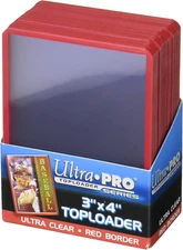 3" X 4" Red Border Toploader 25Ct