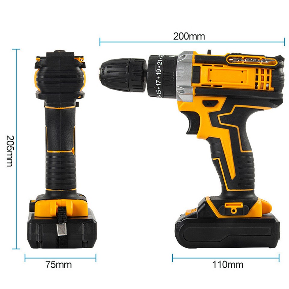 Cordless Brushless Impact Driver Hammer Drill Combo Kit with 2 Battery ...