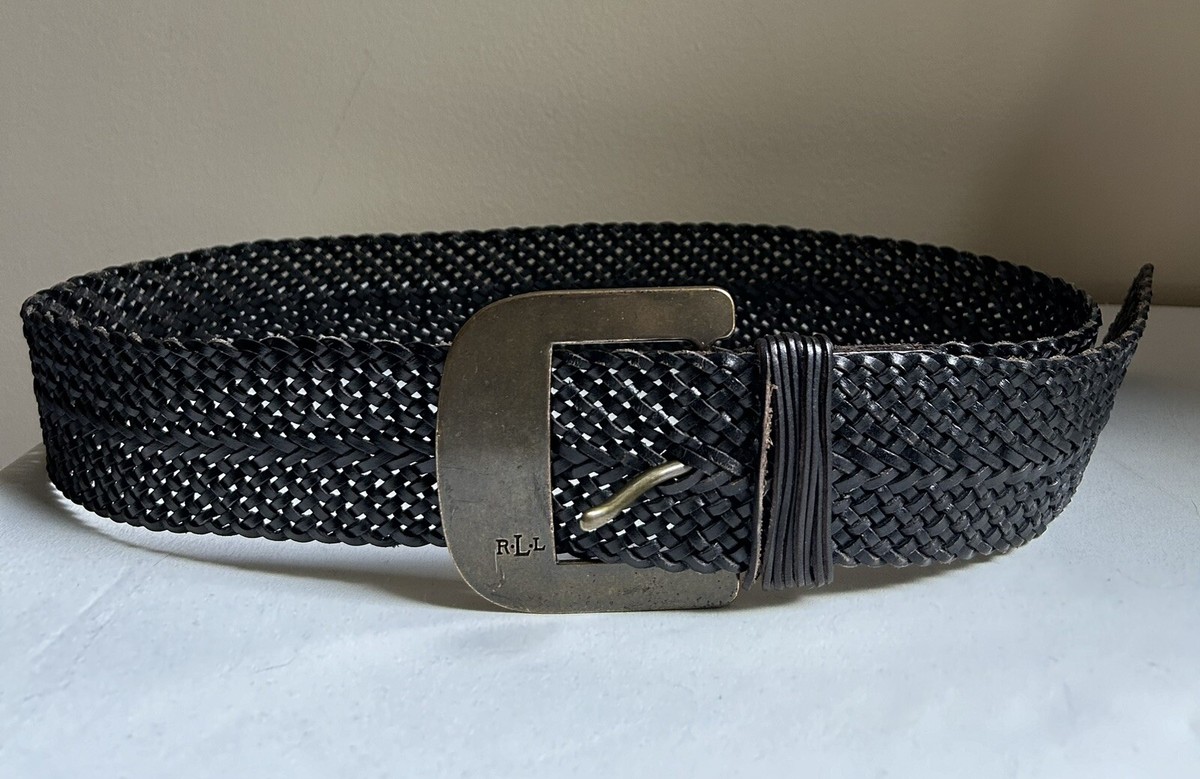 Lauren Ralph Lauren Black Leather & Silver Metal Whipstitched Wide Belt Womens M Lauren Ralph Lauren Wide Black Belts for Women for sale | eBay main image 4