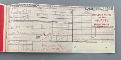 PAN AM VINTAGE USED AIRLINE TICKET LONDON - SAN FRANCISCO 1981 PAA PA - Picture 3 of 4