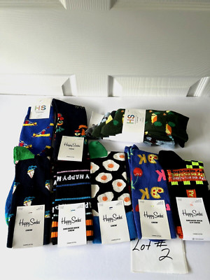 Happy Socks 10 Pairs Mixed Lot Multi-Color Men Shoe Sz 8-12/Men Sock Sz 10-13