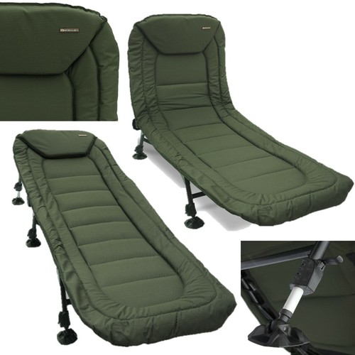 New Carp Fishing Deluxe Bedchair 6 Leg Recliner Pillow Bed Chair NGT