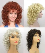 80'S WOMENS MEDIUM SHOULDER LENGTH LAYERED WAVY SOFT CURLS CURLY WIG POSIE