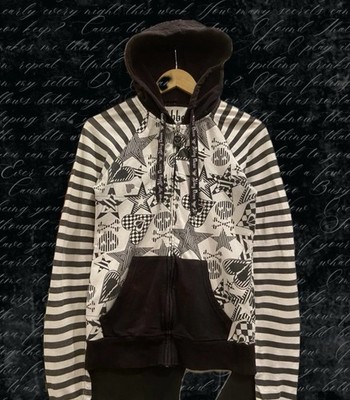 Abbey Dawn Y2K Black And White Striped Hoodie Rare
