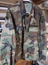 1980's BDU US Army Combat Woodland Jacket - Airborne Paratrooper Camo Medium Reg