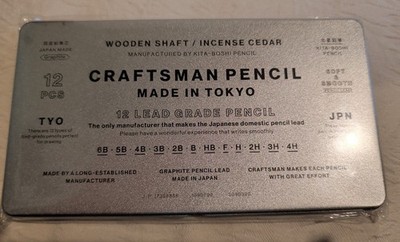 STANDARD PRODUCTS CRAFTSMAN PENCIL 12 pcs 12 degrees Set 6B to 4H Made in Japan