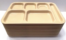 LOT of 11 School Cafeteria Lunch Trays Dallas Ware P-71 Divided Beige Melamine