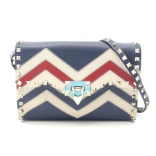 Valentino Leather Canvas Shoulder Bag Women Blue One Size