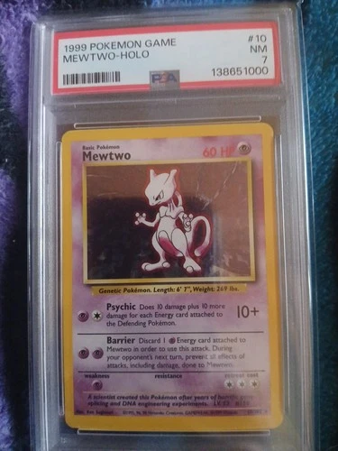 1999 POKEMON BASE SET UNLIMITED #10 MEWTWO-HOLO PSA 7