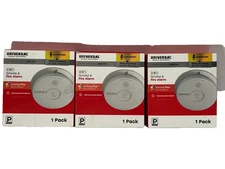 3 PACK Universal Security Instruments Hardwired and 1-Year Battery Backup Smoke