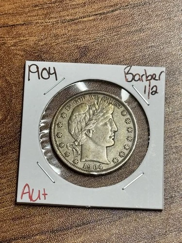 1904 Barber Silver Half Dollar AU About Uncirculated US 50c Type Coin (Raw18289)