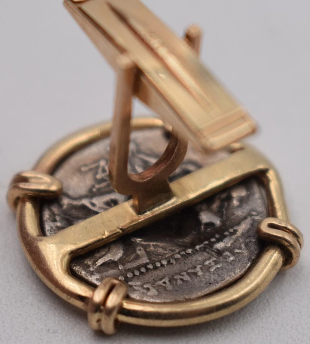 Alexander the great III AR Drachm 336-323 bc coin 14kt Gold cufflink - Image 4 of 4