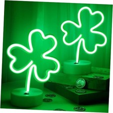 2 Pack St Patricks Day Decorations Neon Signs with Holder Base, USB or Battery 
