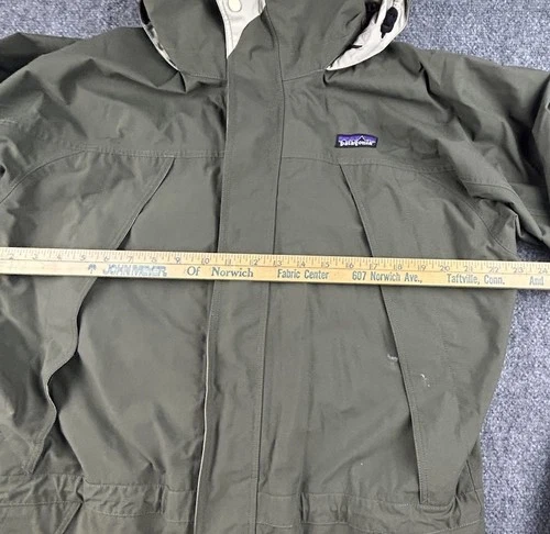 Vintage Patagonia Jacket Men M Olive Liquid Sky Hooded Goretex Rain Parka Y2K image 3